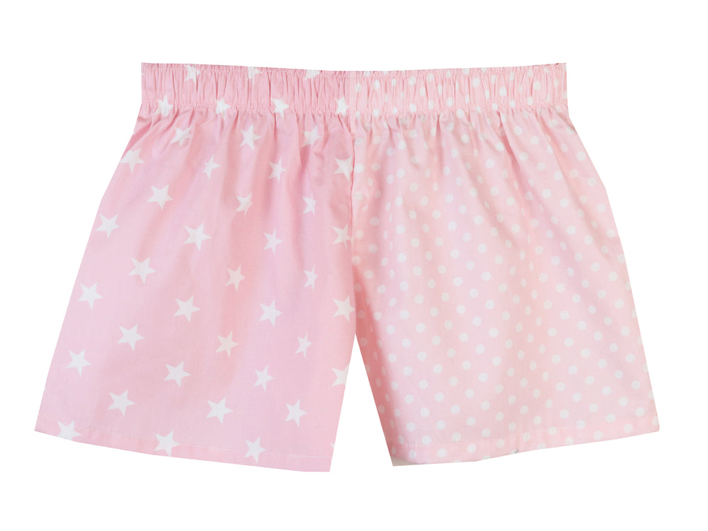 Girls Pale Pink Star / Pale Pink Spot Shorts