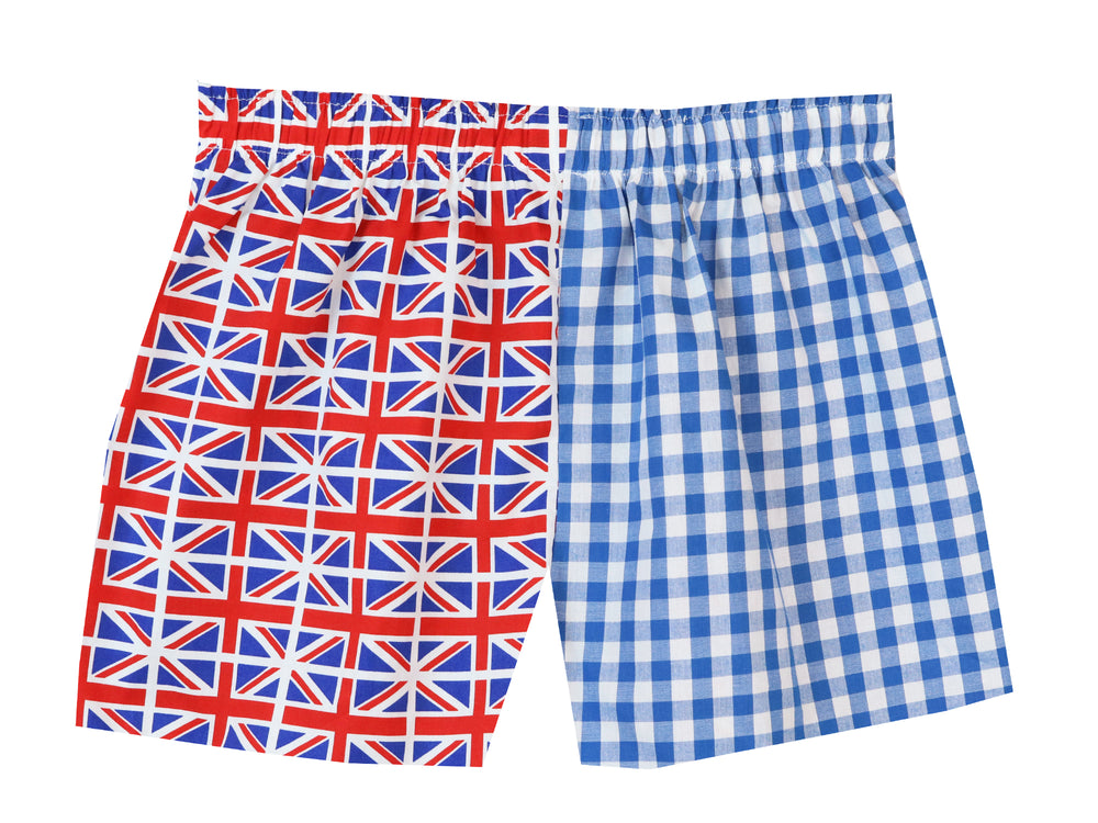 Girls Blue Mini Union Jack Shorts