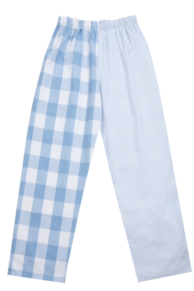 Pale Blue Check Stripe Pyjama Bottoms