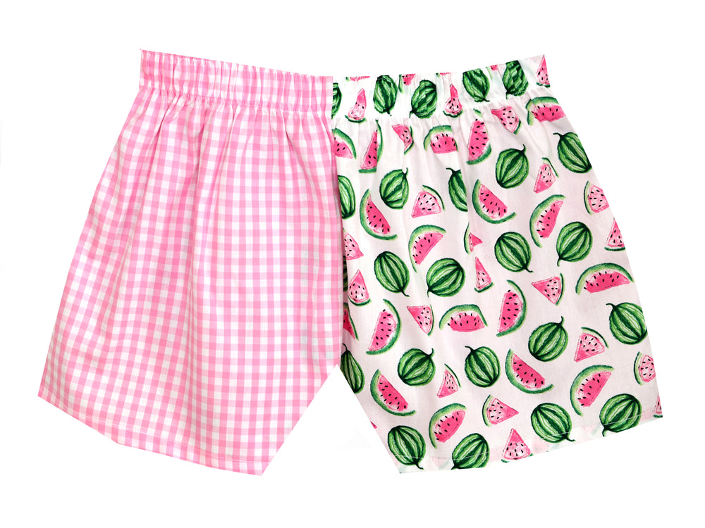 Girls Watermelon/pink check shorts